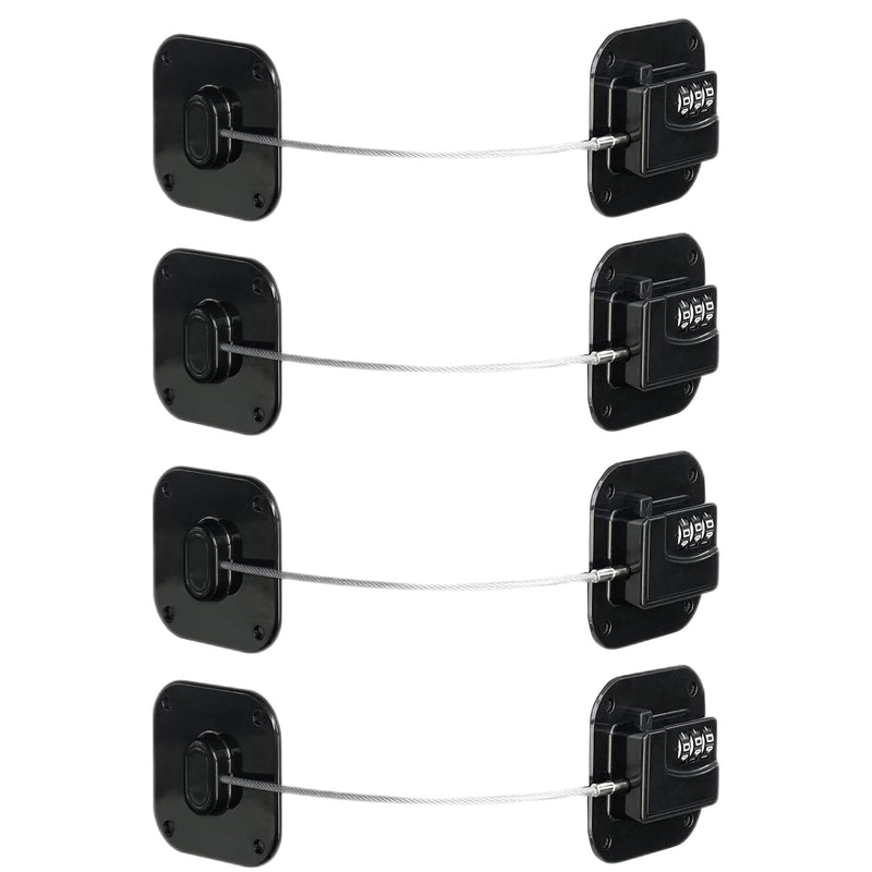 Child Safety Cabinet Locks,Drawer Locks with Combination Closet Lock,Fridge Lock,Child Proof Refrigerator Lock,Child Lock(Black 4Pcs) Black 4pc