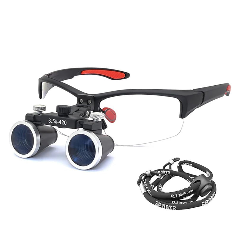 Dental Loupes Binocular Surgical Magnifier 2.5X 3.5X Ultra-Lightweight Optical Loupe 320-420mm Magnifying Glass for Dentist (3.5X-420), Black 3.5X-420