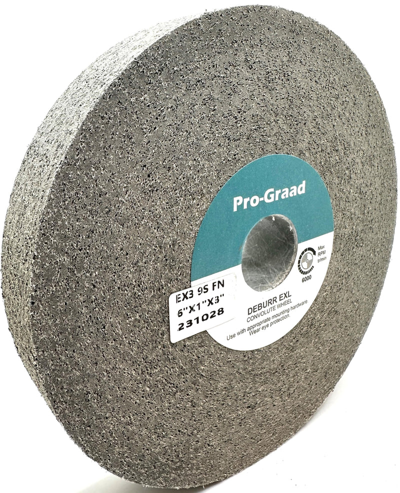 EX3 Deburring Wheel - 6” x 1” x 1” 9S Fine – Silicon Carbide – Deburr Metal, Finishing & Polishing Wheel - Highest Edge Retention & Durability - Aggressive Edge Deburring – 18825-1 Pack 6" x 1" x 1" 9S Fine