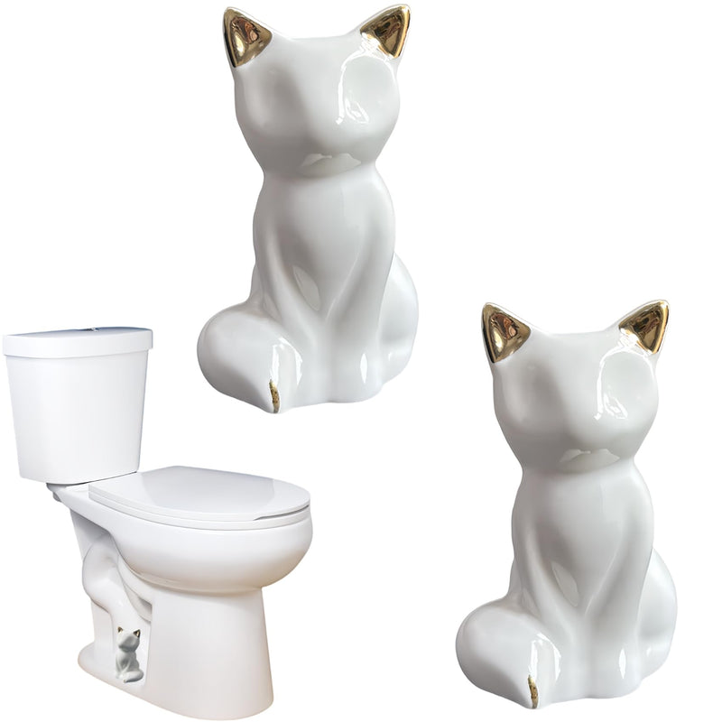 2Pcs Toilet Bolt Caps Tall White Ceramic Lovely Cat,Animal Shape Toilet Floor Bolts Covers Replacement Bathroom Decor Avoid Rusting Toilet Bolts Cover-White White fox