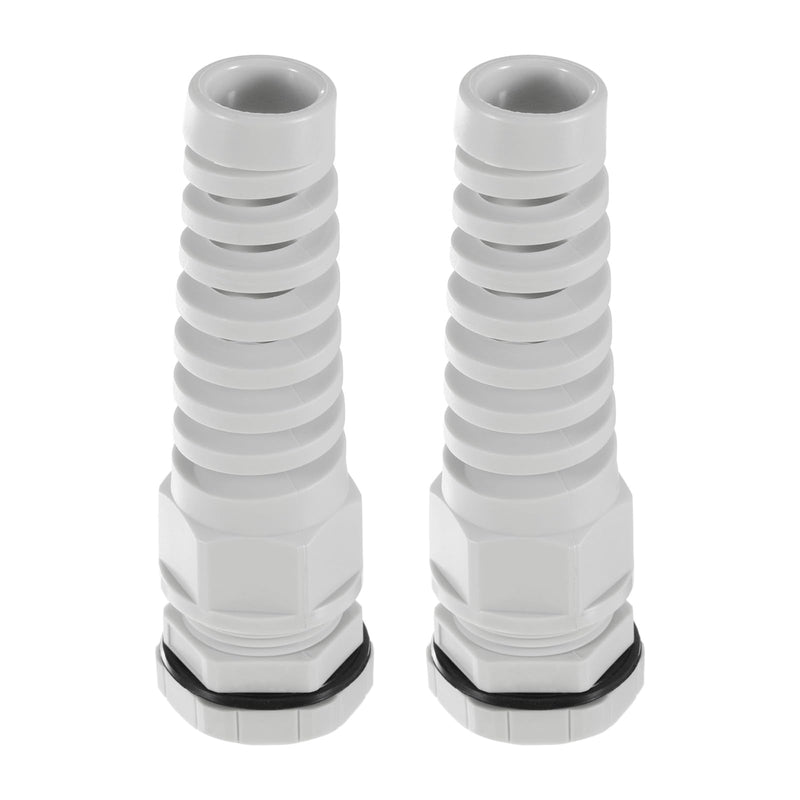 uxcell 2Pcs G3/8" IP68 Cable Gland Waterproof 6-10mm Adjustable Strain Relief Cord Connector Spiral Nylon Joint Gasket for Cable Wire, Grey