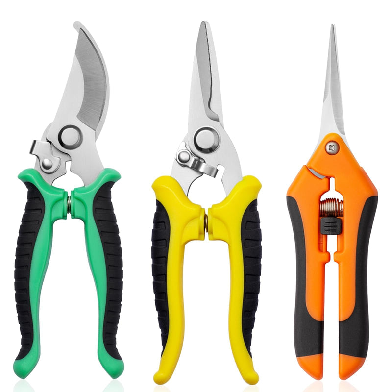 Garden Pruning Shears 3 Pack Gardening Shears Garden Scissors Stainless Steel Garden Shears Pruning Scissors Garden Clippers Pruning Shears for Gardening Garden Tools tijeras de jardinería
