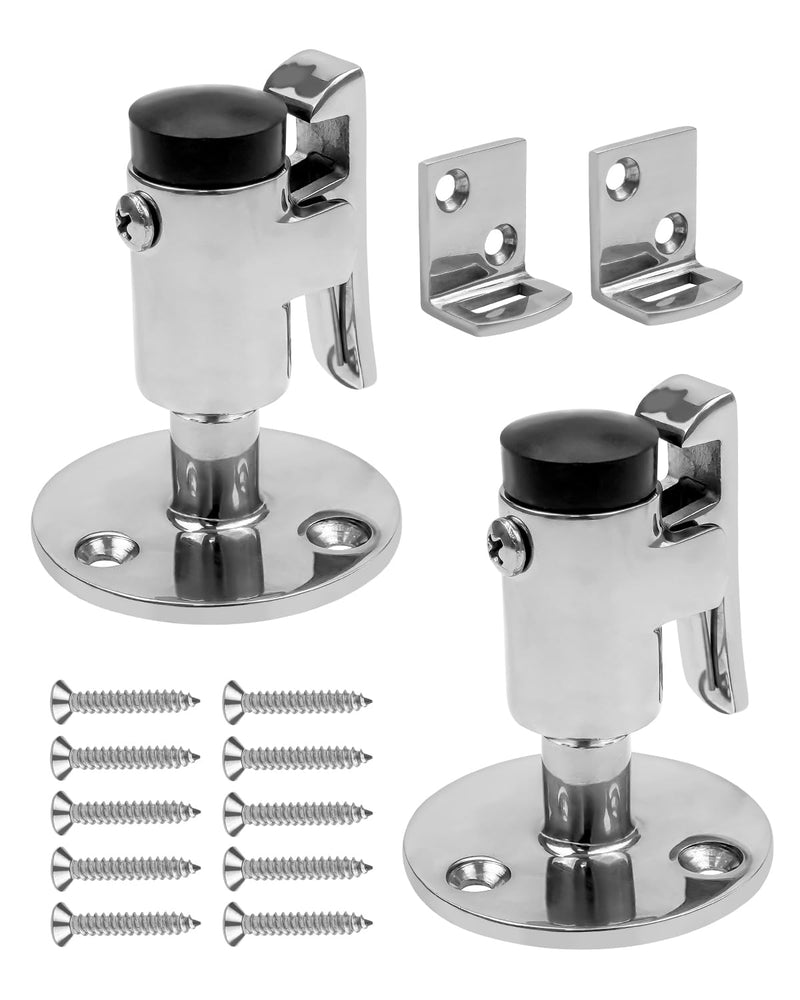 2PCS Door Stopper Catch Set, 316 Stainless Steel Heavy Door Holder Catch Hatch Stopper Soft, Stop Keep Door Open, Surface Mirror Reflection, for Marine Doors Yacht Boat Ships Motorhome 2PCS