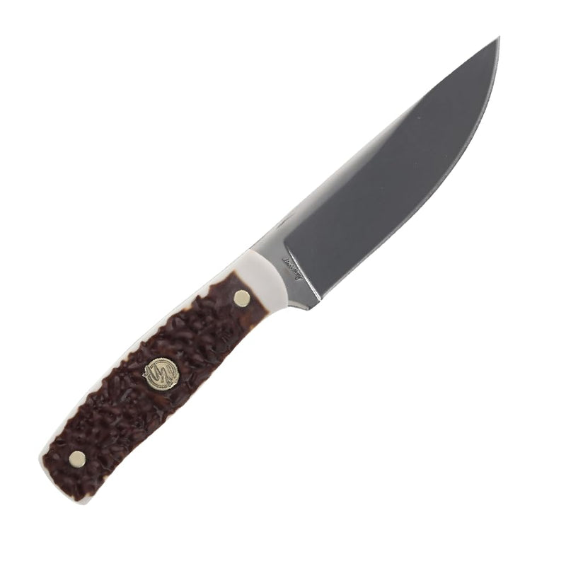 Uncle Henry 191UH Next Gen Staglon Fixed Blade with 4.6" 7Cr Steel Blade, Staglon Handle, Premium Leather Sheath, for Hunting, Cmaping, Outdoors, and EDC