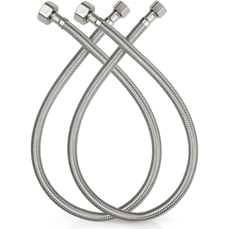 Midanya Faucet Supply Lines,24" Stainless Steel Braided Water Supply Line, 1/2" FIP x 3/8" COMP Faucet Hose, Faucet Hose Connector x 2 Pcs (1 Pair) 24 Inch