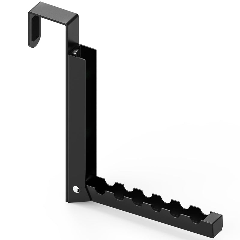 1 Pcs Over The Door Hooks Hanger,Folding Over Door Clothes Drying Laundry Rack Hooks for Hanging Clothes,Over Door Towel Racks with 6 Groves,Hanger for Clothes,Towels for Bedroom Bathroom (Black) Black-1pcs