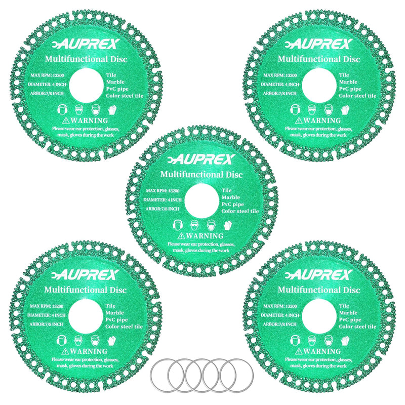 5 Pack 4 Inch Indestructible Disc for Grinder, 7/8" Arbor Angle Grinder Diamond Cutting Disc, Cut Everything in Seconds, Multifunctional Cutting Blade for Various Materials-Green Green 5.0