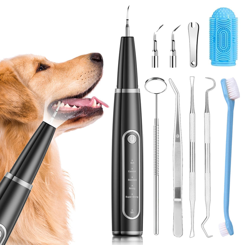 Dog Plaque Remover for Teeth,Pet Ultrasonic Tooth Cleaner,Teeth Cleaning Kit -Tartar Remover for Teeth Stains for Dogs and Cats (Black) Black - PawsPlanet Australia