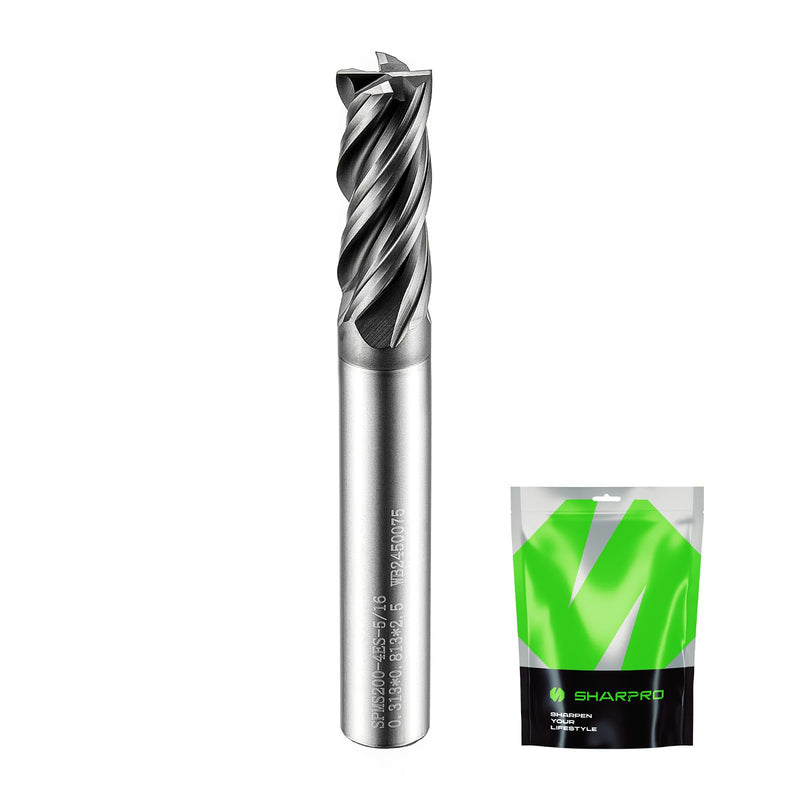 SHAPPRO 5/16 Inch Shank Carbide Square End Mill, 4 Flute CNC Milling Bits, Heat-Resistant Metal Cutting Bits Suitable Alloy Steel, Stainless Steel, Various Cast Iron 5/16 in 1