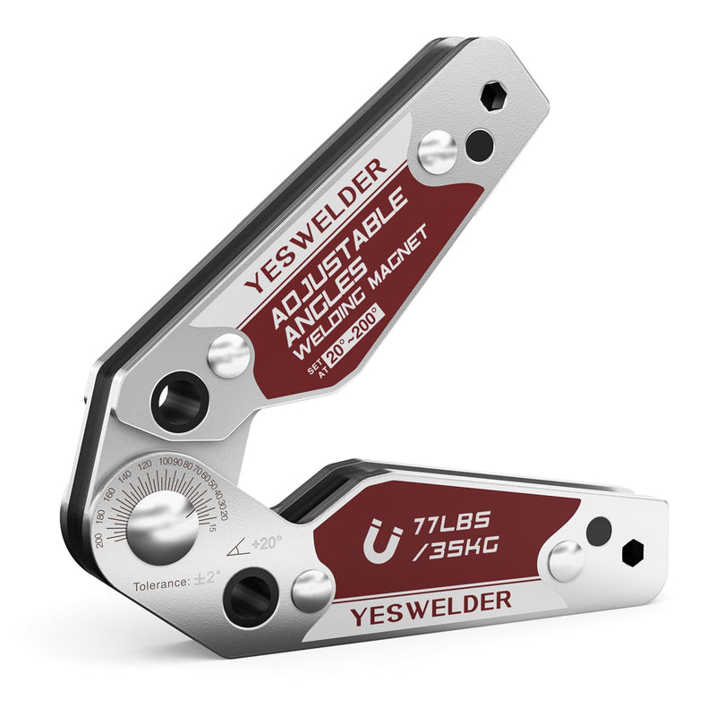 YESWELDER Adjustable Angle Welding Magnet 20-200° Magnetic Welding Holder of 77LBs Holding Power Welding Accessory Medium-77LB