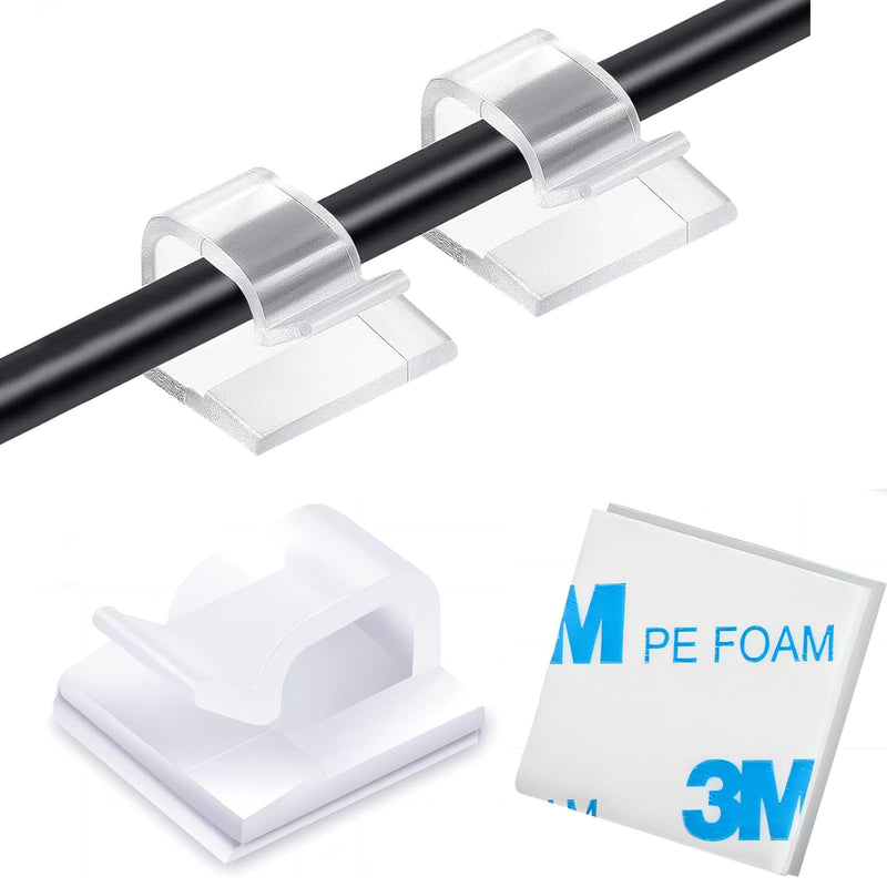 Cable Clips，50PCS Electrical Cord Management Adhesive Cable Wire Clip Wire Clips Wall，Used for Cars, Offices, and Homes Cable Clips Cord Organizer (Transparent) Transparent