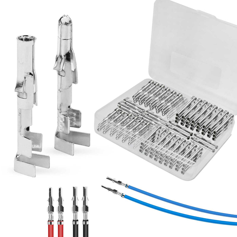 JRready 50 Pairs 2.36mm (Standard.093") Pin and Sockets 14-20 AWG, Compatible with Molex Standard.093"1189 1190 Series Male& Female Crimp Terminals, Adapt Standard.093" Connector Housing, ST6414