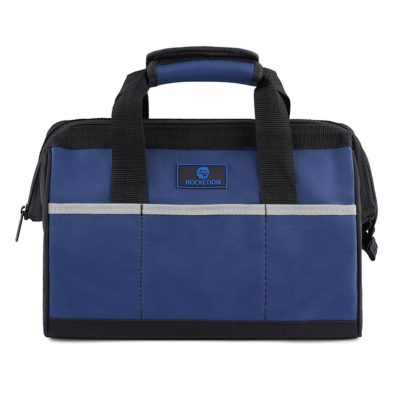 Tool Bag 13'', Wide Mouth Tool Organizer for Tool Storage, Heavy Duty and Water Proof, Blue & Black 13 inch