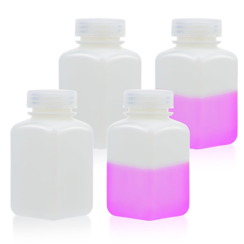 Square Reagent Bottle HDPE Wide Mouth Plastic Bottle, 4 pcs of 250ml Sample Sealing Storage Container for Laboratories, Classrooms, or Storage at Home, LVAM001 Vol. 250ml, 4pcs