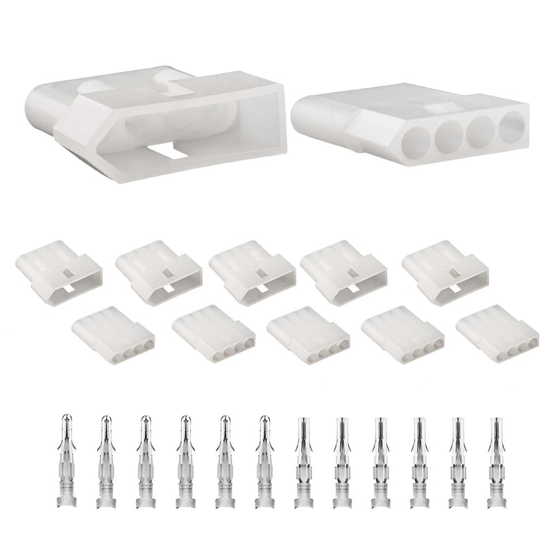 JRready ST6417 Standard.093" Pin and Socket Power Connectors 4 Circuits (6 Matched Sets),14-20 AWG，Compatible with Molex Standard.093" 4 Pin Male& Female Connector, 5.03 mm Pitch, Free Hanging