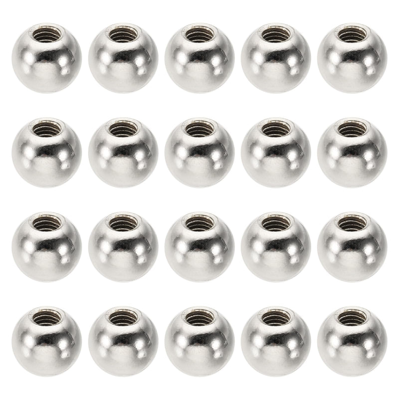 PATIKIL M5x0.8mm Ball Nuts Knob, 20 Pack Carbon Steel Drilling Ball Caps Blind Hole Handle Nut Decoration for Furniture Lamp or DIY Project, Silver Tone M5x12mm