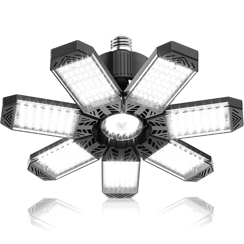 LED Garage Light 200W, Super Bright Garage Lights 20000LM Garage Lights Ceiling Led with 7 Adjustable Panels 6500K Led Shop Lights Screw in E26/E27 Bulb Socket for Garage Basement Lighting 1PC-200W