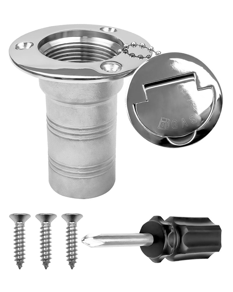 1-1/2"(38mm) Boat Marine Deck Fill Filler Replacement Part Keyless Cap with Chain, 316 Stainless Steel Boat Gas Fuel Waste Diesel Deck Fill Filler Tank Hardware