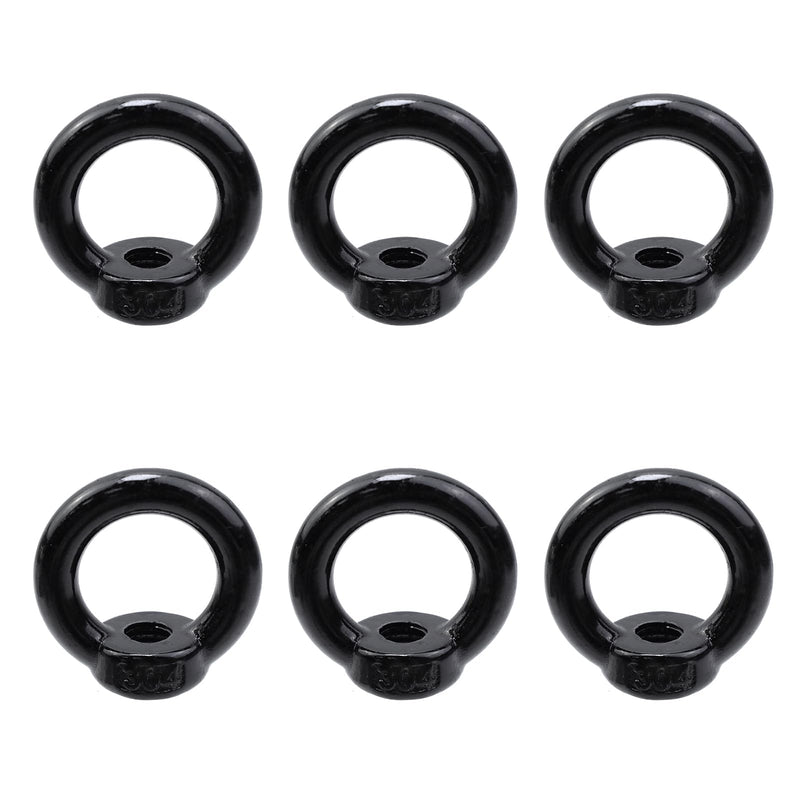 Lifting Eye Nut Stainless Steel 304,6PCS 5/16" UNC(M8) Heavy Duty Marine Grade, Hardware Ring Shaped Eye Bolt-Black M8