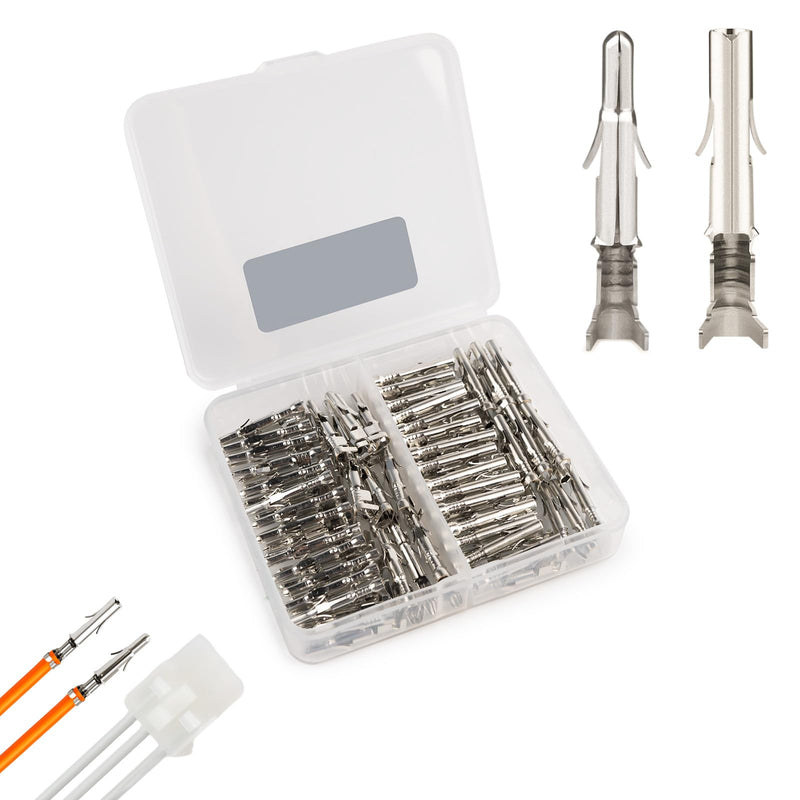 JRready ST6423 MLX 2.13mm Diameter Crimp Terminals, Pin and Sockets 14-20AWG, Compatible with Molex MLX Male & Female Crimp Terminals (50 Pair)