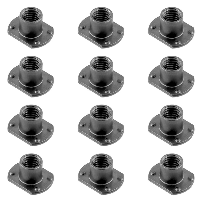 Keadic 15Pcs M10 Tab Base UNC Carbon Steel Weld Nuts, 4 Projection Screw-in Flange Insert Female Thread T-Nut for Furniture