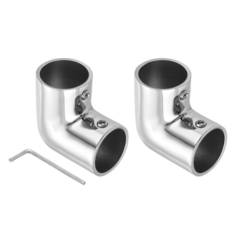 uxcell 2pcs Boat Handrail Fitting, 2-Way Elbow Pipe Connector Marine Grade 316 Stainless Steel Pipe Fitting Connector 2.6mm for 1" OD Tube Shelves Display Racks with Wrench