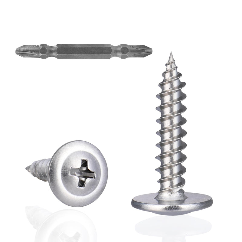 200Pcs #8 x 3/4 Inch Wood Screws Phillips Modified Truss Head Screws Stainless Steel 410 Quick Metal Self Tapping Screws Silver - NewNest Australia