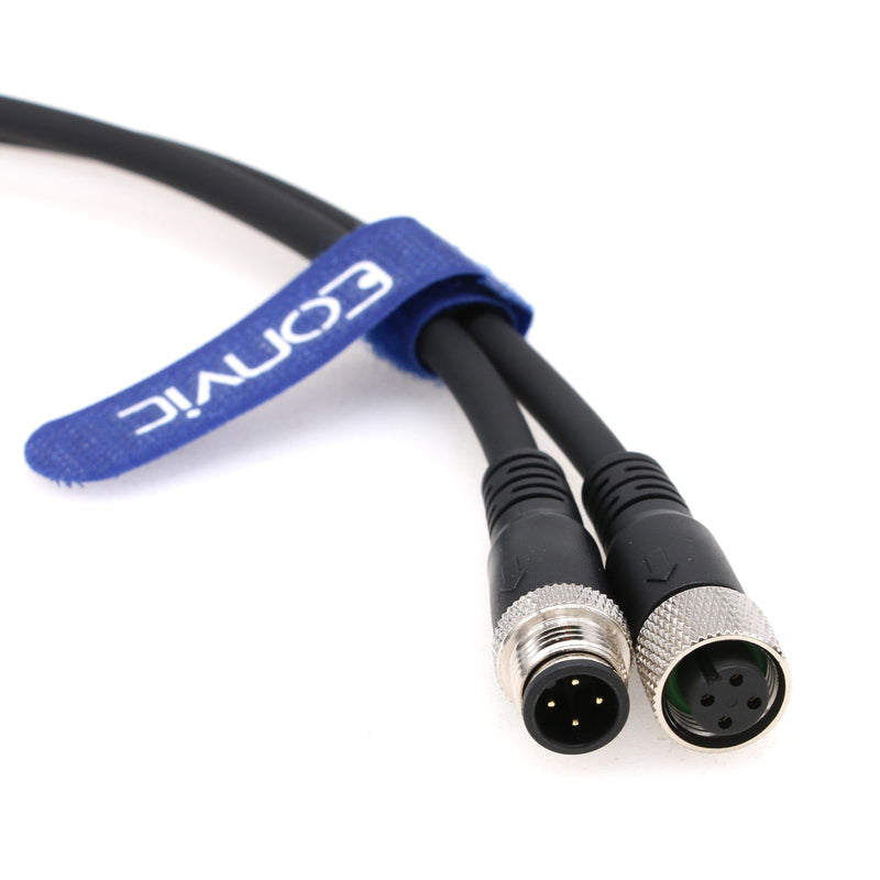 Industrial M12 4 Pin Male to Female Sensor Cable M12 A Code Straight Aviation Connector Molding Electrical Cable Profibus Cable, 5M, Black