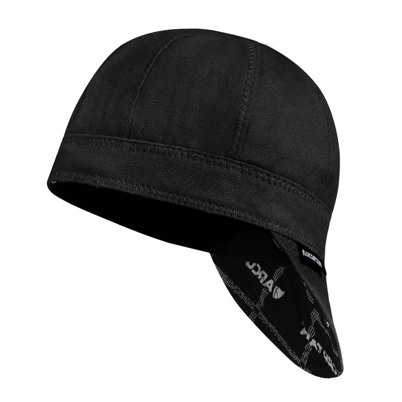 ARCCAPTAIN Reversible Welding Cap, 8 Panel Protective Welders Cap, 10 oz Fireproof Cotton Comforts for Safety and Protection While Welding to Men Women, Black, 7 1/4