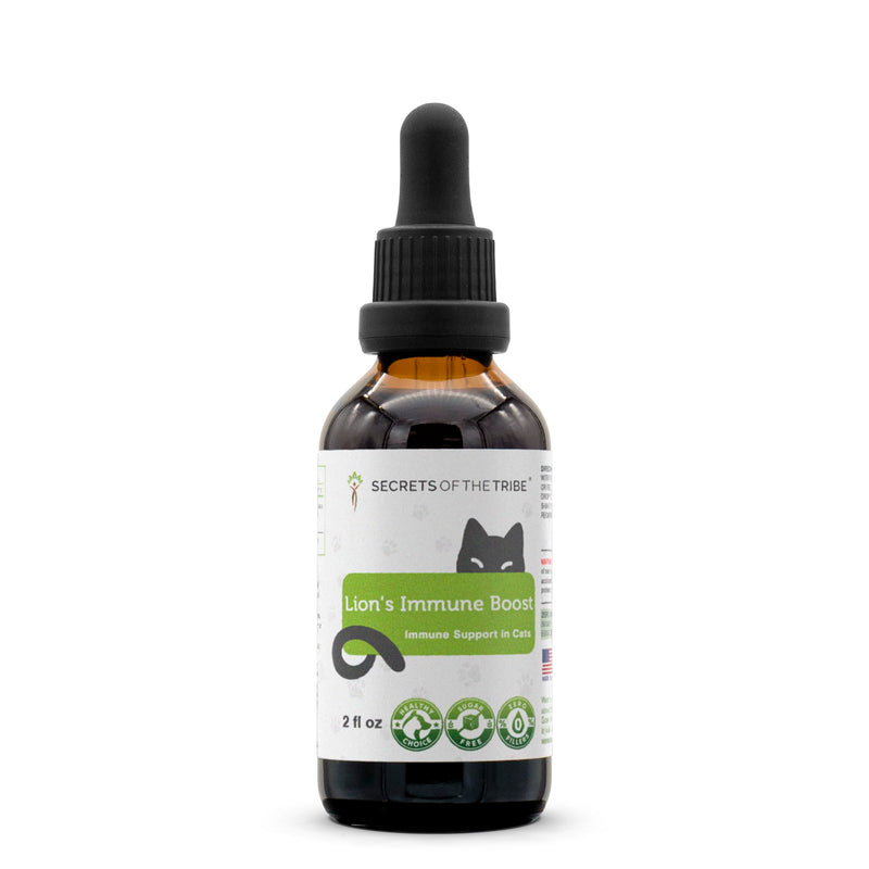 Lion's Immune Boost | Natural Herbal Dietary Supplement | Immune Support in Cats | Alcohol-Free Extract, Cat's Claw, Echinacea Root, Shiitake, Cordyceps, Milk Thistle 2 oz - PawsPlanet Australia