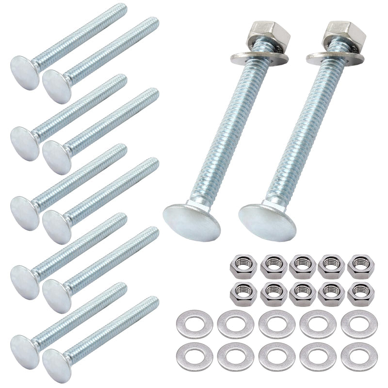Luomorgo 12 Sets 1/4"-20 x 2 1/2 in. Carriage Bolts, Round Head Square Neck Fully Threaded Screws, Galvanized Steel Carriage Bolts with Hex Nuts, Flat Washers 1/4"-20 x 2 1/2 in. - NewNest Australia