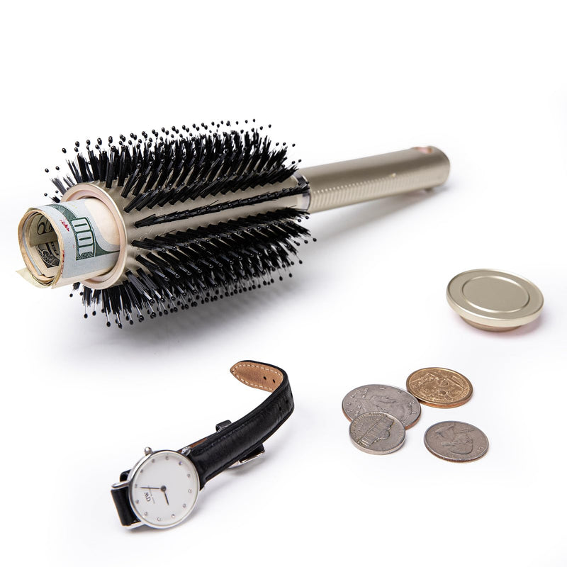 Hair Brush Diversion Stash Safe,Can Safe to Hide Money,Secret Stash Safes,Perfect for Travel or At Home (gold) gold