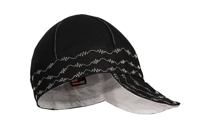 BOCOMAL Welding Cap HRC2 Flame Resistant 10OZ Durable Cotton Canvas Duck 6 Pannel Welder Caps Black(white） 7 5/8