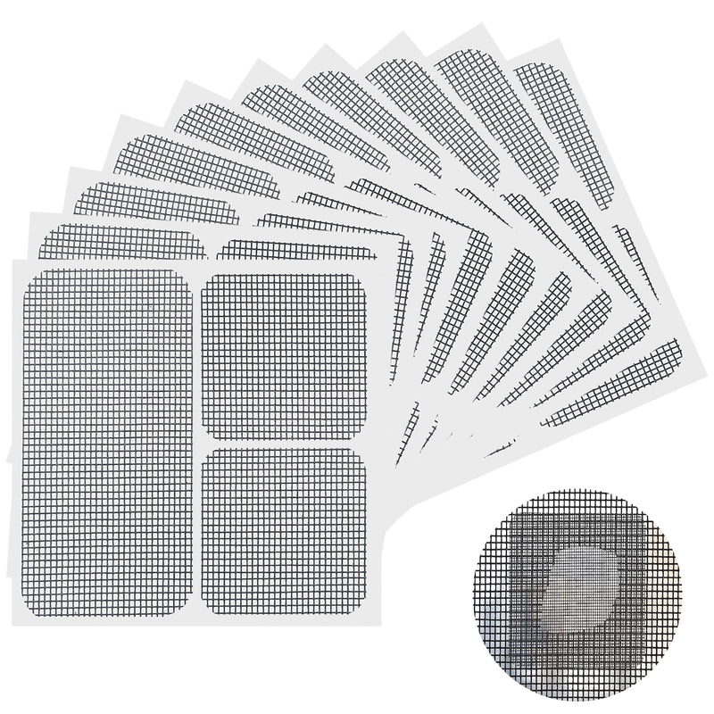 Window Screen Repair Patch, 10 Patches, 4"*1.9" & 1.9"*1.9", Black, 3-Layer Strong Adhesive Window Screen Mesh Tape, Repair Kit for Window and Door Screen Tears Holes 4"*2" & 2"*2"