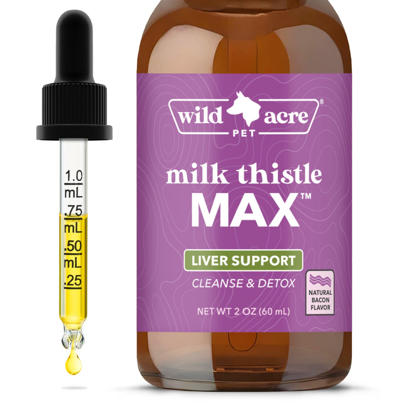 Milk Thistle for Dogs - Max Strength Liver Support, Cleanse & Detox - Natural Bacon Flavor - Simply Add to Food - Picky Pup Approved, 2 oz (60mL) - PawsPlanet Australia