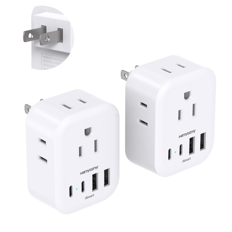 2 Pack US to Japan Travel Plug Adapter, Japan Power Adpter with 4 Outlets 4 USB Ports(2 USB C), Type A Plug Adapter for Amercian USA to Japanese China Canada Mexico Philippines Peru Type A - Japan USA China - NewNest Australia