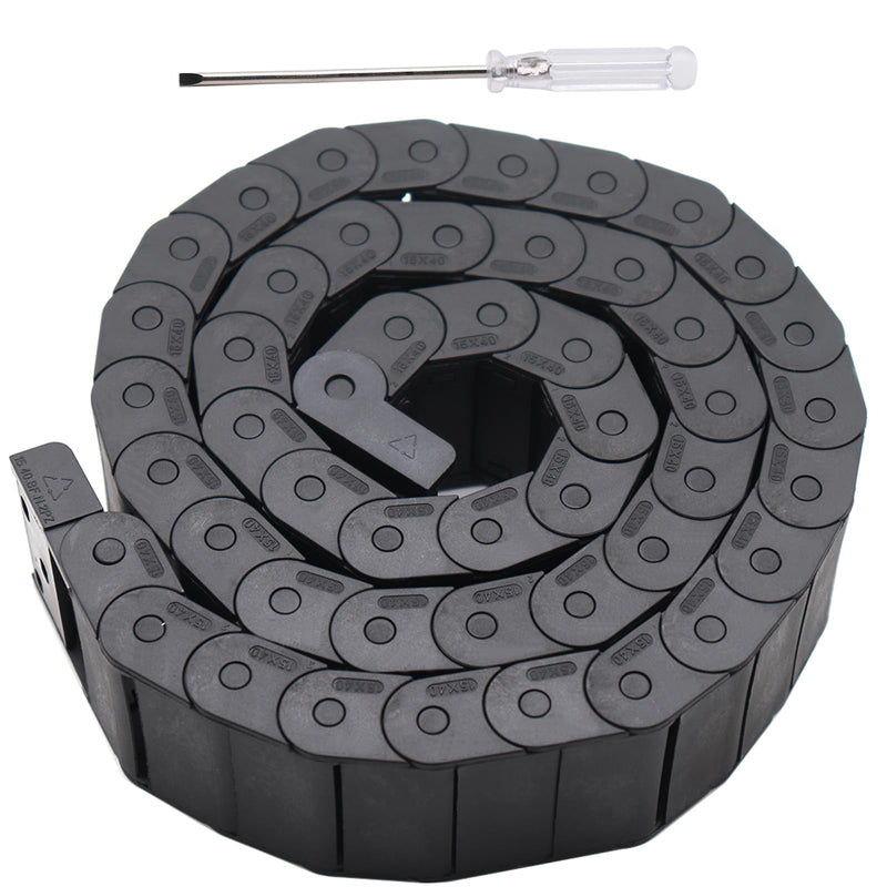 15mm x 40mm 1M Open On Both Side Plastic Towline CNC Machine Tool Cable Carrier Drag Chain Nested Black Semi Enclosed Type (Inner Side openable) (Semi Enclosed Type, 15mm x 40mm A) - NewNest Australia