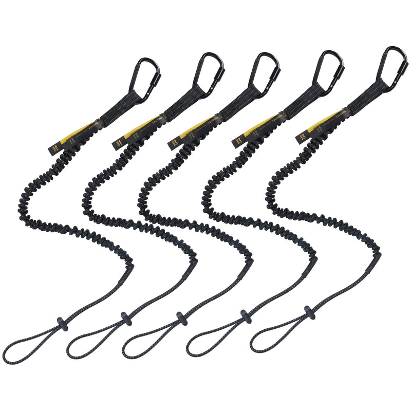 TRSMIMA Safety Tether Tool Lanyard - 5 Pack Stretch Strap Safety Fall Protection Tools Leash with Screw Lock Carabiner Clip Mountaineering Safety Compliance for Scaffold Erectors 5-pack