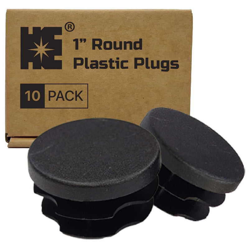 Cosmostar 1" Inch (25.4 mm) Round Plastic Plugs for Outside Tube Size - Durable Black End Caps for Folding Chair Leg Caps, Folding Chair Feet Cap, Outdoor Chair Leg Caps, Chair Leg Caps- 10 Pcs 1"
