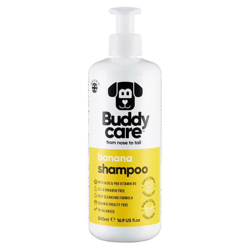 Banana Dog Shampoo by Buddycare | Deep Cleansing Shampoo for Dogs | Banana Scented | with Aloe Vera and Pro Vitamin B5 (33.8oz) 33.8oz - PawsPlanet Australia