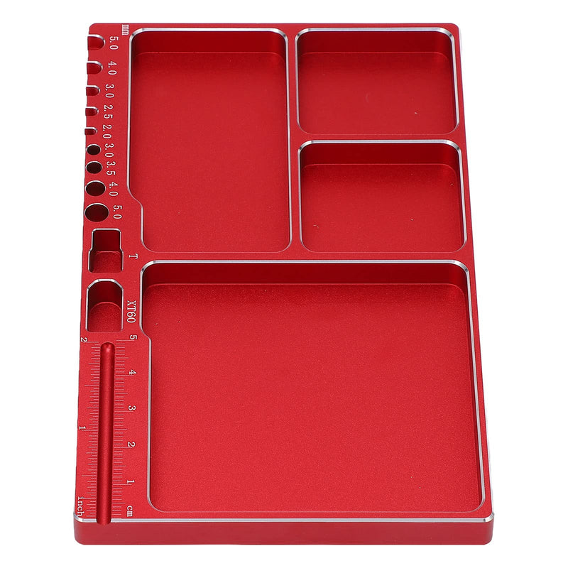 Magnetic Screw Tray Aluminium Alloy Magnetic Adsorption Widely Used Magnetic Parts Tray with Magnetic Pad for RC Repair Magnetic Bowl for Screws(Red)