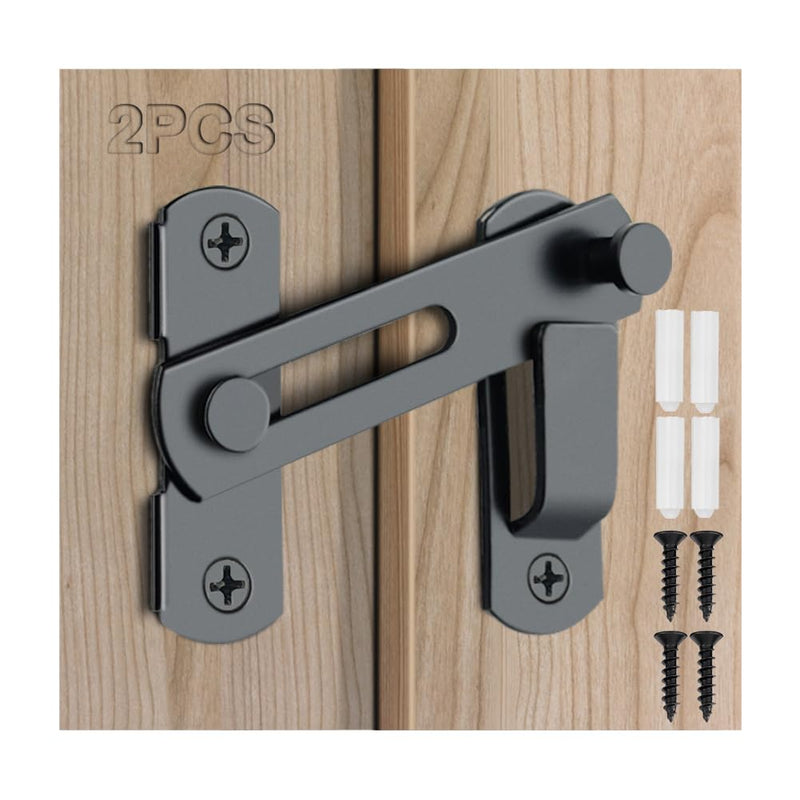 2PCS Barn Door Lock, 180 Degree Flip Sliding Barn Door Latches, Gate Latch for Barn Door, Sliding Door, Pet Door, Garage, Bathroom, Window, Outdoor(Black) - NewNest Australia