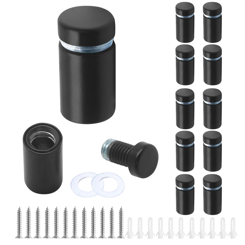 12 Pcs Black 1/2 Inch x 1 Inch Standoff Screws, Stainless Steel Standoff Screws Standoff Mounting Hardware, Acrylic Sign Standoffs Small Glass Spacers for Hanging Picture Photo 1/2"x 1" 12