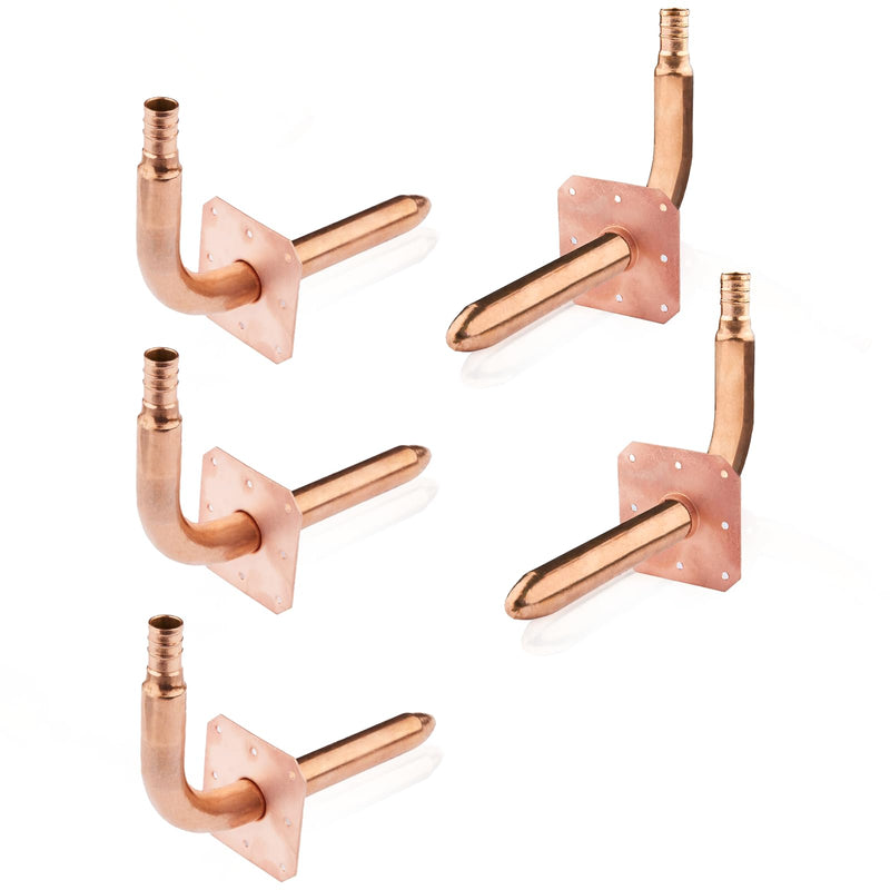 5PC HeSun 1/2 Inch Barb Crimp Copper Stub Out Elbow(STUB009-5) 6" LENGTH, 5 PACK BARB CRIMP F1807 W/ FLANGE