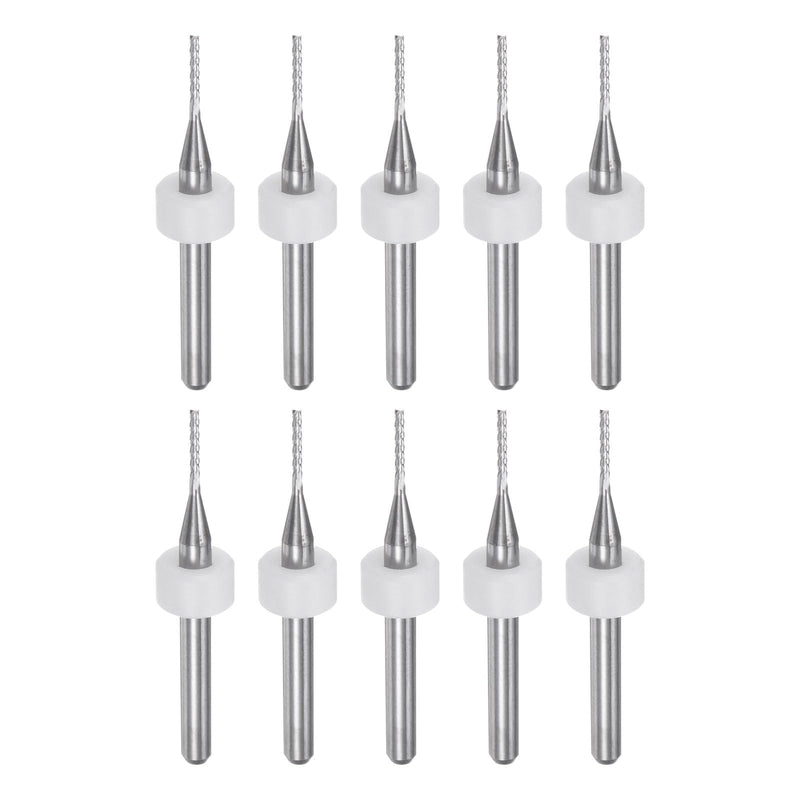 HARFINGTON 10pcs End Mill Bits 1mm Solid Carbide CNC Router Bits Engraving Cutter Tools for PCB Circuit Board Milling Machine Wood Carving, 1/8" Straight Shank White