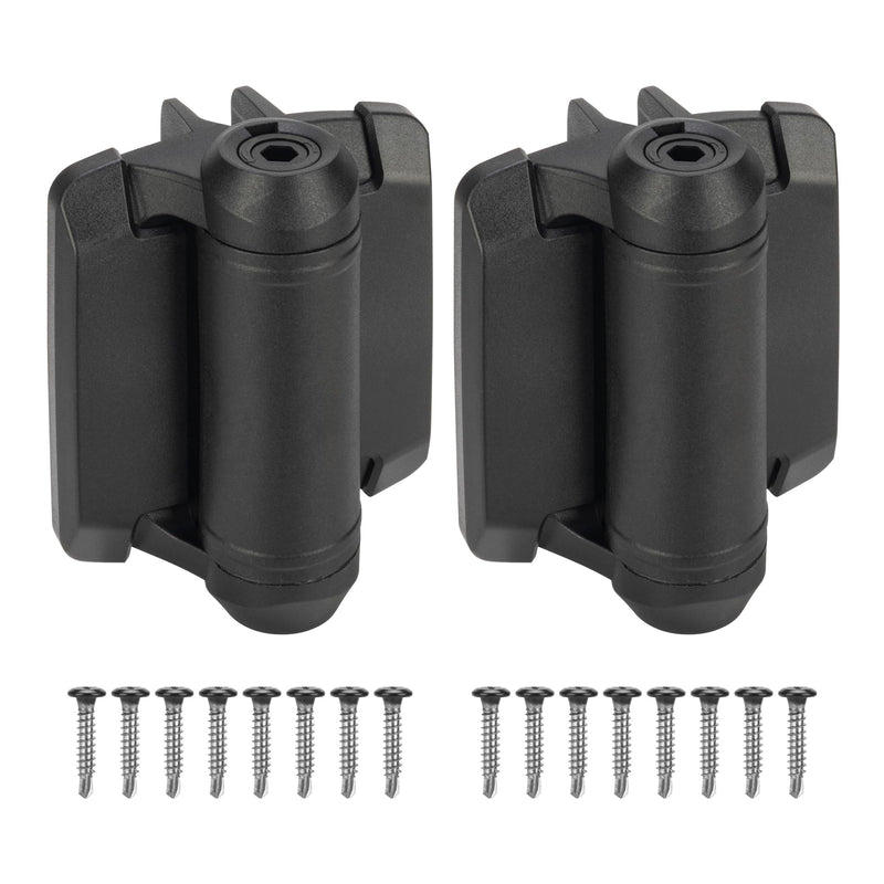 Heavy Duty Self Closing Gate Hinges with Safety Cap,Pool Gate Hinges with Alignment Legs No Rust and Adjustable Fence Hinges Kit for Outdoor Metal Gate,Vinyl Gates,Wood Gate,Black,2 Count