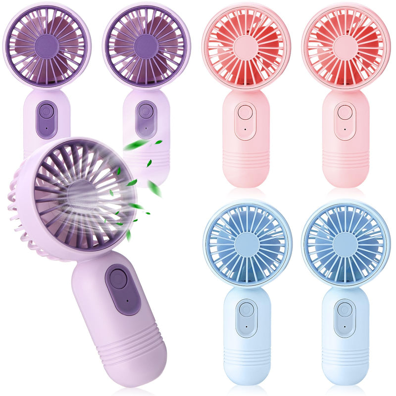 6 Pcs Mini Portable Fan Bulk Cute Handheld Lightweight Small Little Personal Hand Eyelash Fan 3 Speeds USB Rechargeable for Women Men Indoor Outdoor Makeup Travel (Blue,Pink,Purple) 6 Blue, Pink, Purple