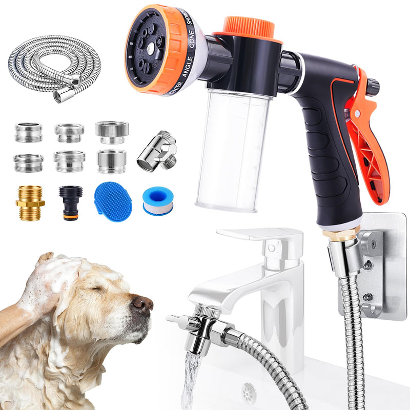 Bathtub Faucet Sprayer Attachment for Tub, Dog Washing Hose Attachment for Bathtub with Faucet Adapters, Sink Sprayer Dog Bath Hose Attachment for Tub Faucet, Dog Shower Attachment 11
