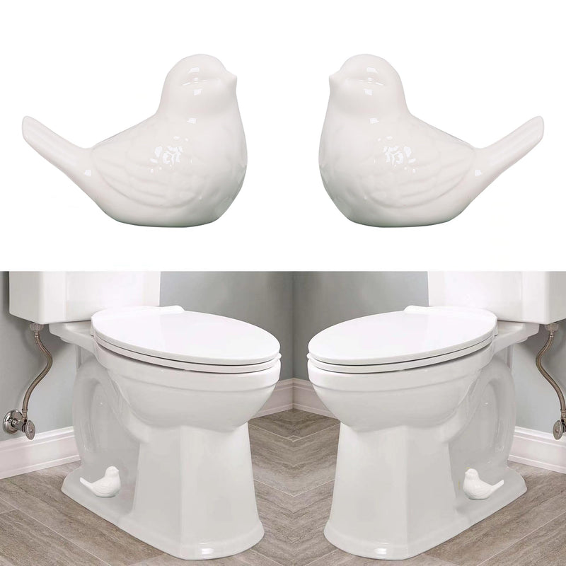 2 Pcs Ceramic Bird Toilet Floor Bolt Caps,Cute Bird Toilet Screw Caps Decorative,Toilet Bolt Figurine,Toilet Bowl Cap Covers,Decorative Bathroom Toilet Bolt Easy Installation (Bird-White) Bird-White