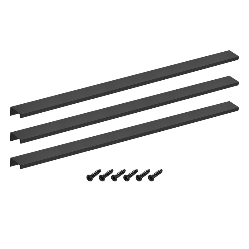 uxcell Cabinet Finger Edge Pull, 3pcs 500mm/19.69 Aluminum Alloy Back Mount Hidden Cabinet Pulls Concealed Handle for Home Kitchen Drawer Cabinet, Black